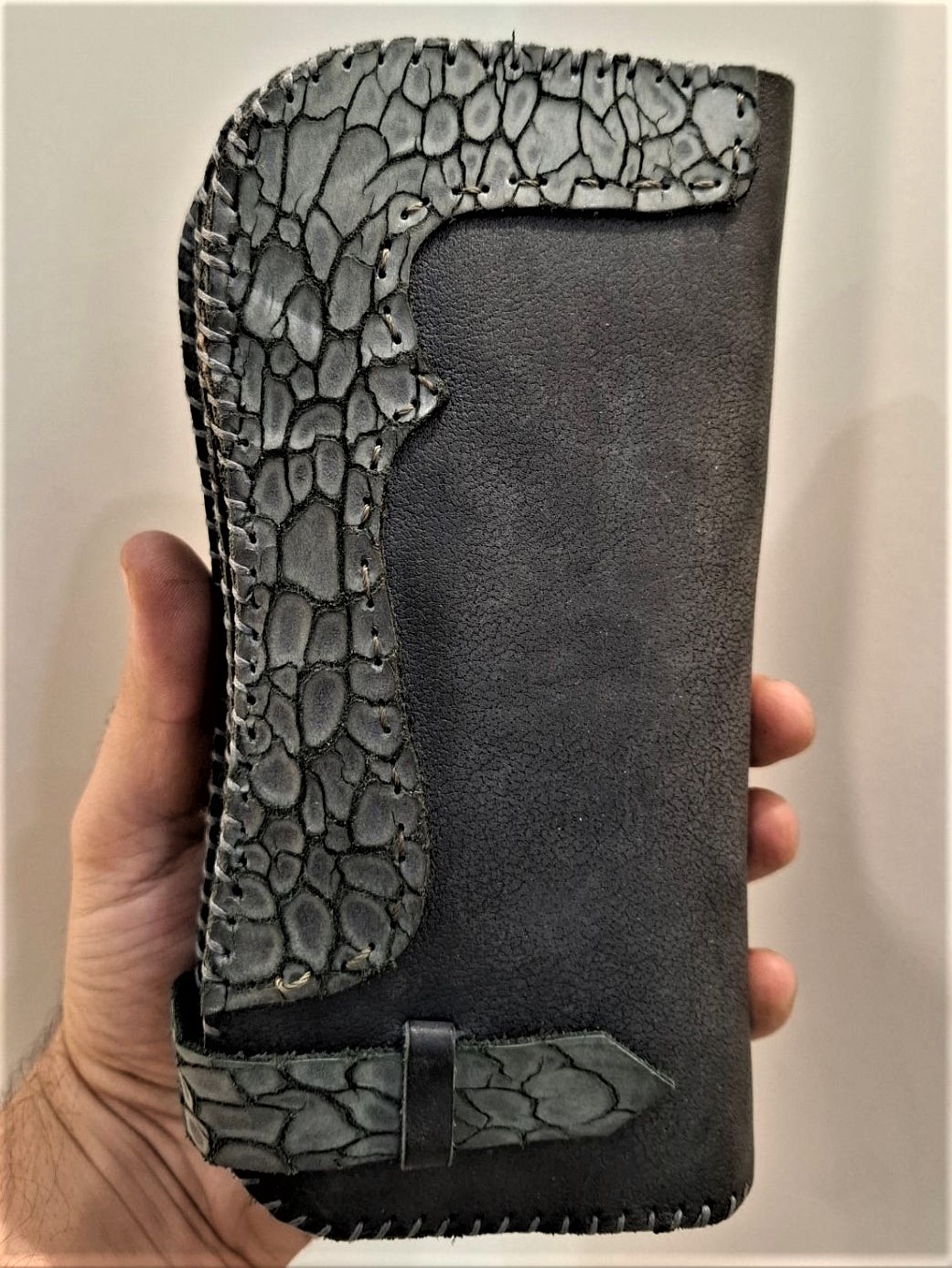 کیف پول کتی زنانه چرم طبیعی دست دوز