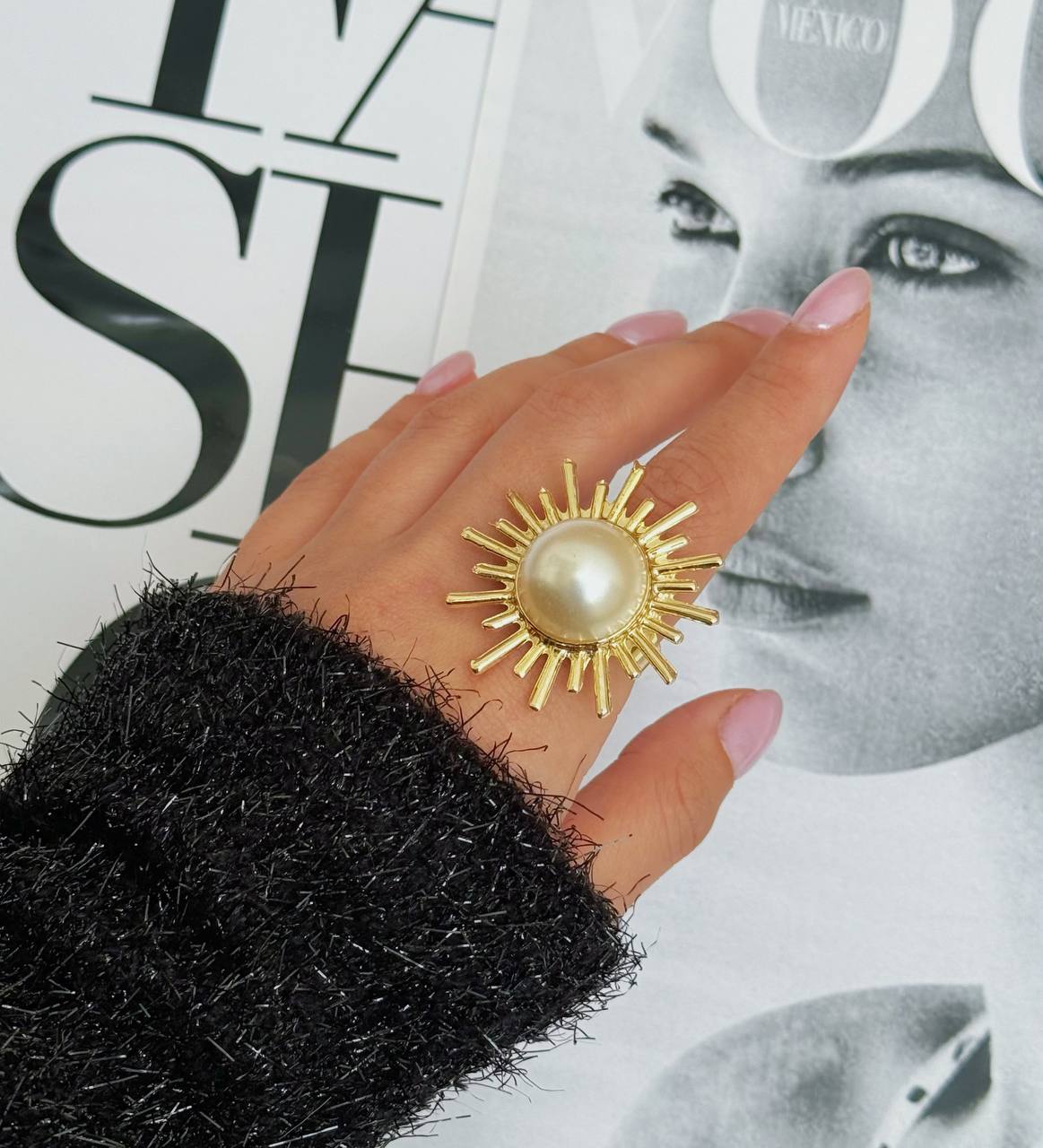 انگشتر ورشو زنانه مروارید خورشیدی فشن مینیمال دخترانه