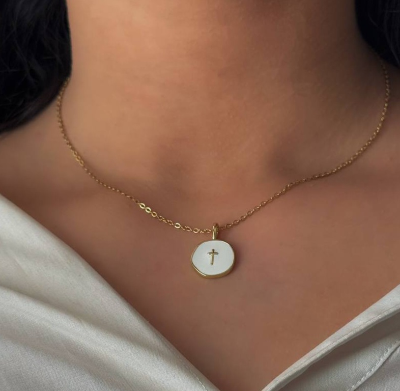 گردنبند زنانه صلیب میناکاری مینیمال دخترانه