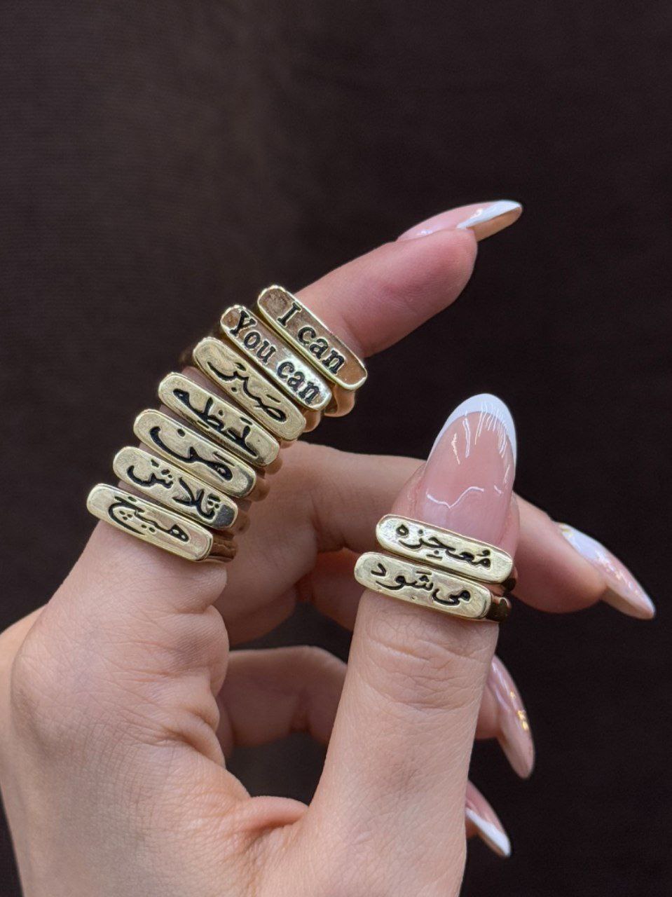 انگشتر زنانه تکست طلایی مینیمال دخترانه فری سایز