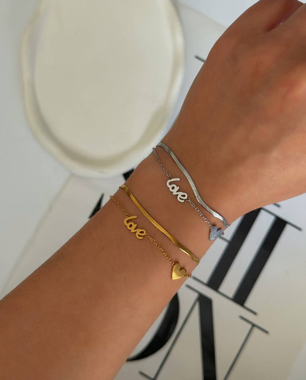 دستبند زنانه قلب دولاین مینیمال دخترانه