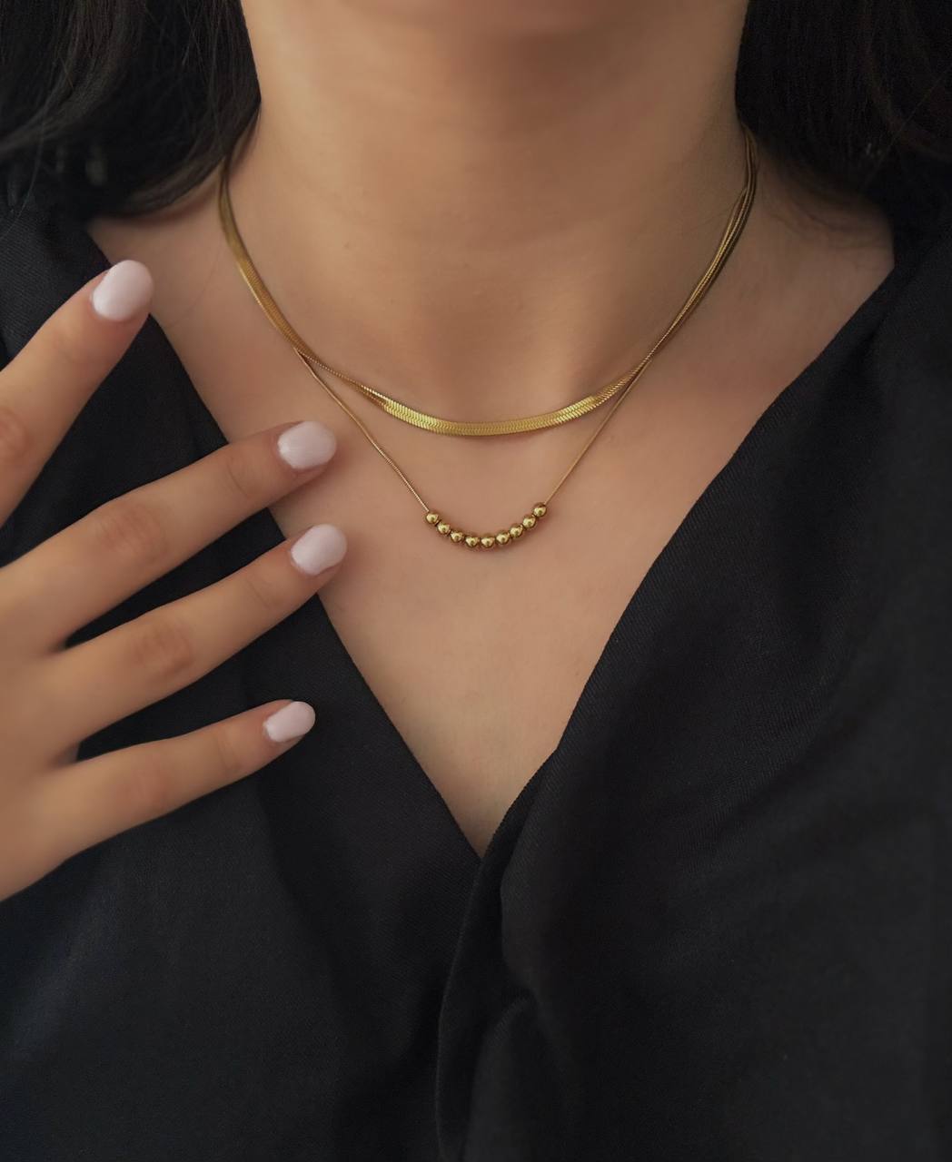 گردنبند زنانه دولاین طلایی مینیمال دخترانه