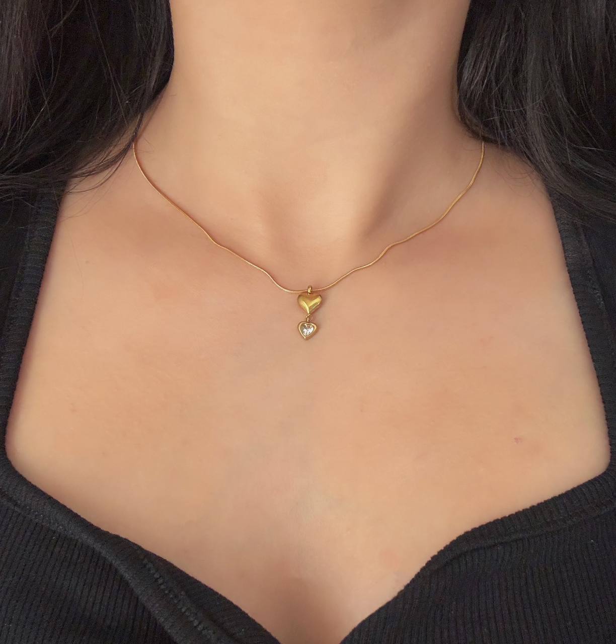 گردنبند زنانه قلب طلایی مینیمال دخترانه